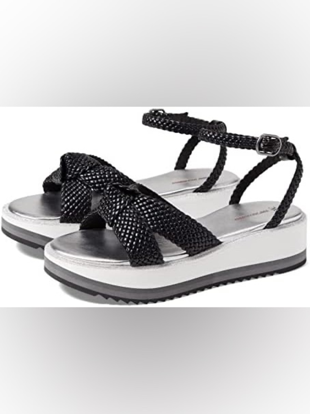 Johnston & Murphy 7.5M Grace Woven Sandals black braided leather strap design